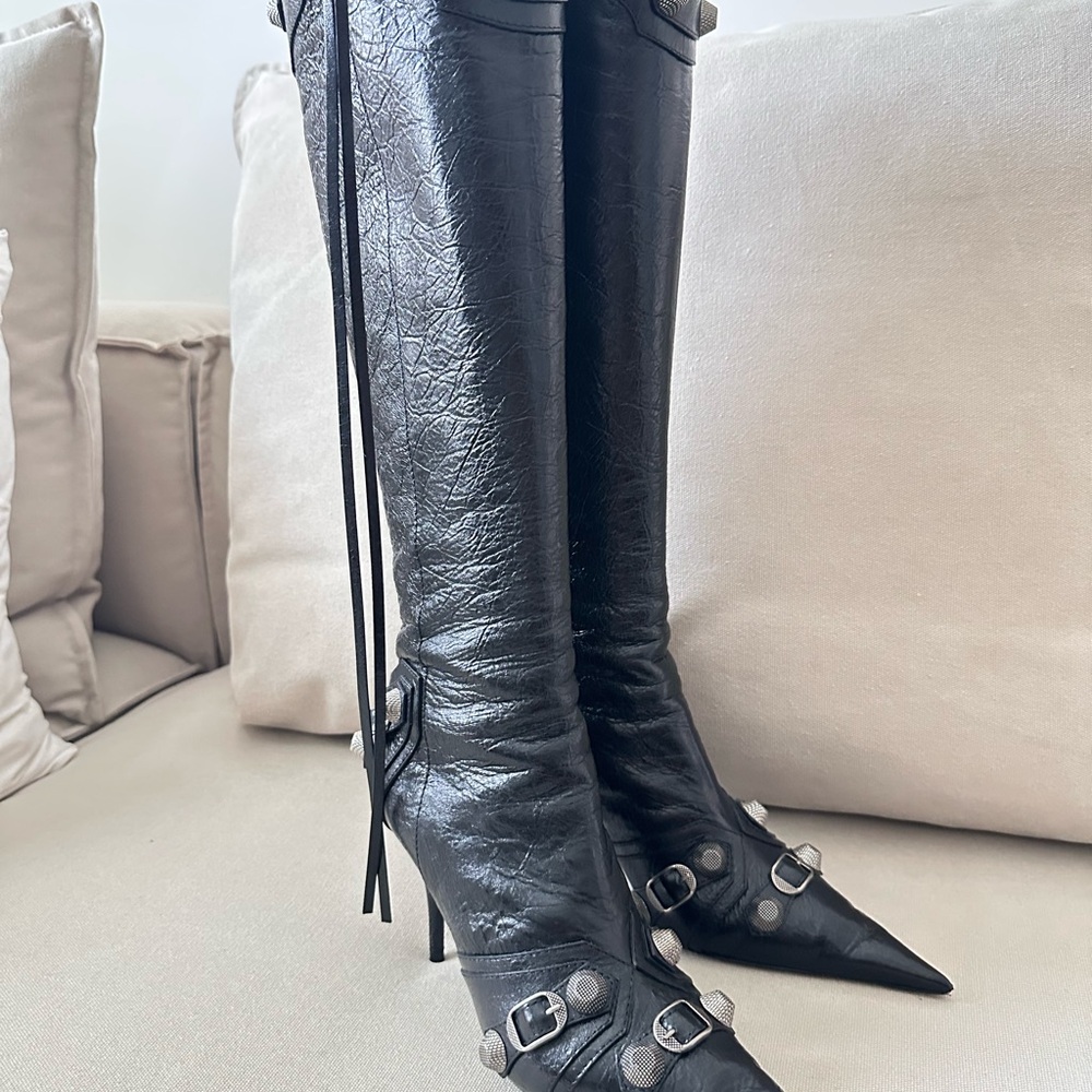 Balenciaga Cagole Leather Knee-High Boots